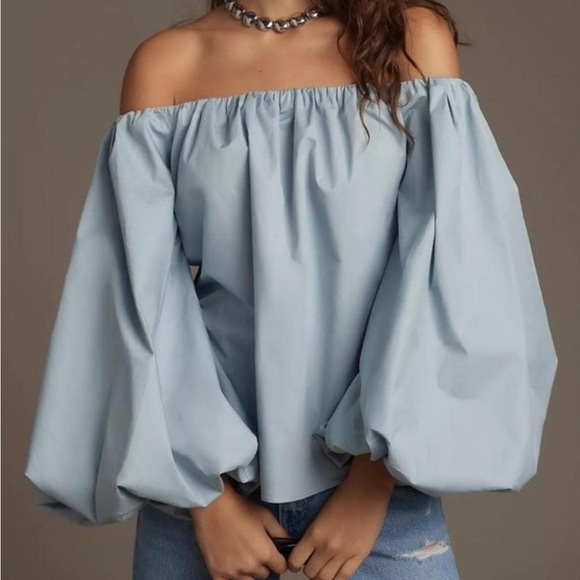 Mare Mare x Anthropologie Off The Shoulder Puff Sleeve Top Size XXS - Picture 1 of 7